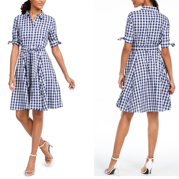 calvin klein gingham shirt dress
